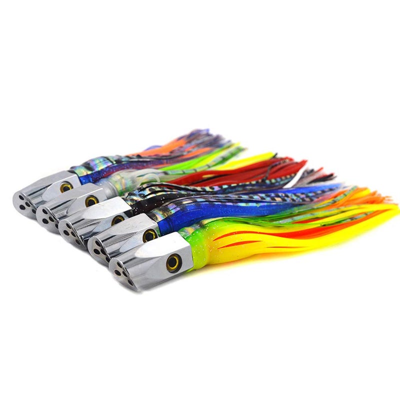 Kmucutie Set of 5 pcs 8.5 INCH Trolling Skirt Lures Marlin Tuna Dolphin Mahi Durado Wahoo Big Game deep sea Fishing Lure - Image 2